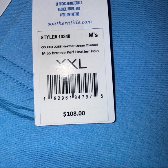 Southern Tide Mens XXL Blue Callawassie Island Brrr Polo Shirt Quick Dry Stretch - Picture 10 of 10
